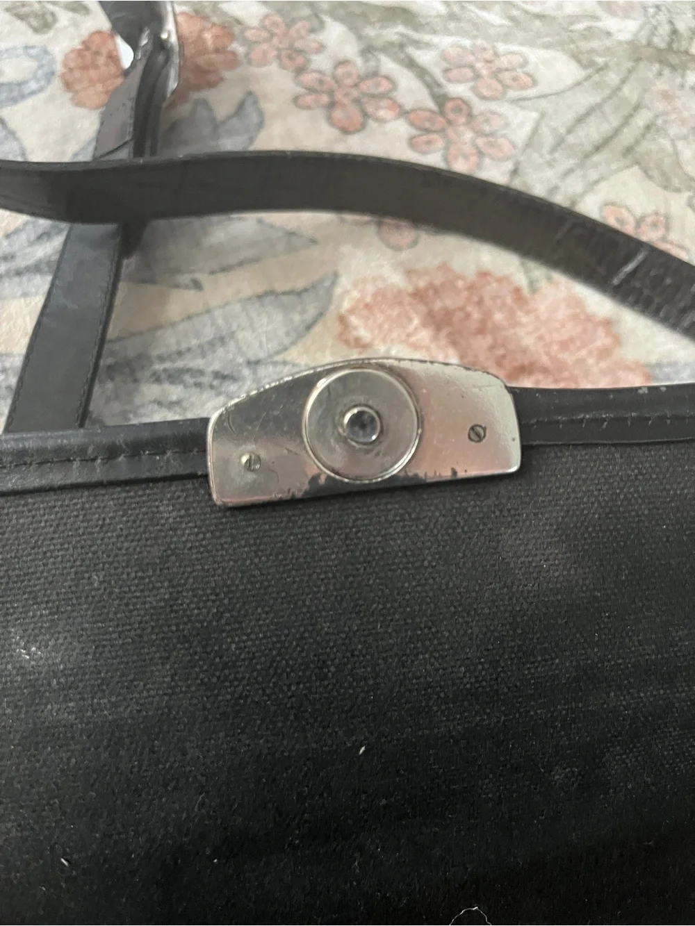 Vintage Black Leather Brighton Black Organizer Crossbody Bag with Silver